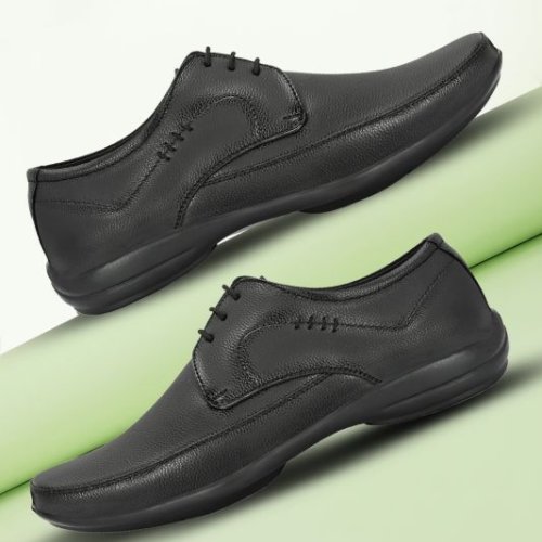 Mens Black Derby Classic Lace-Up Shoes