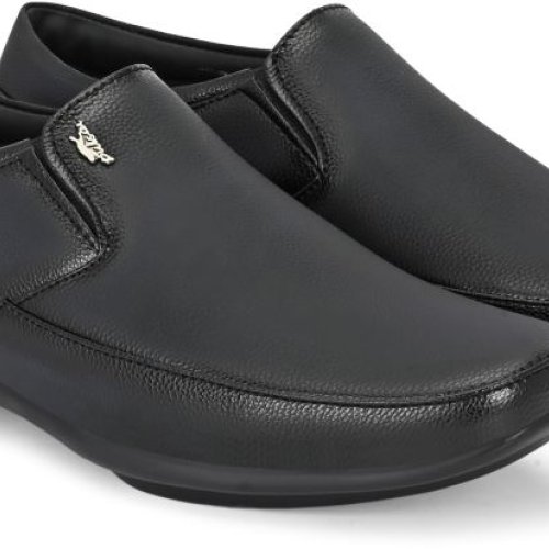 Mens Black Derby Sleek Slip-On Shoes