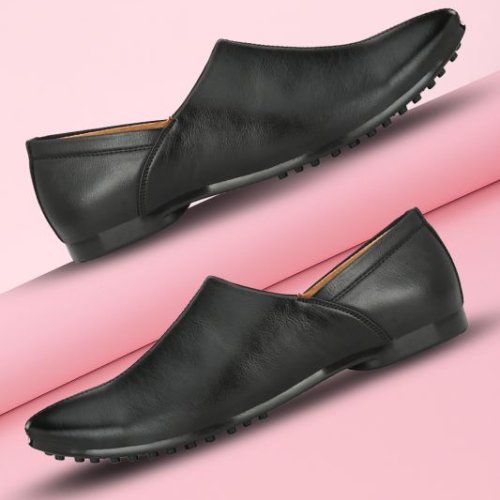 Mens Black Nagra Grip-Stud Slip-On Shoes