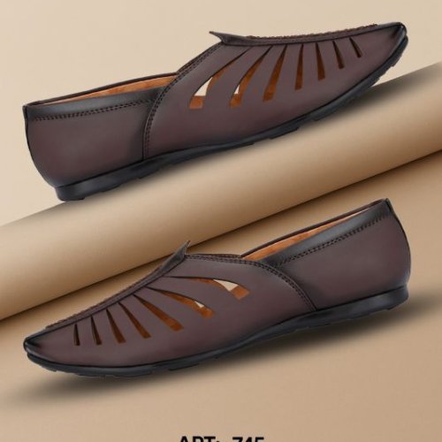 Mens Brown Nagra Side Slit Slip-On Shoes
