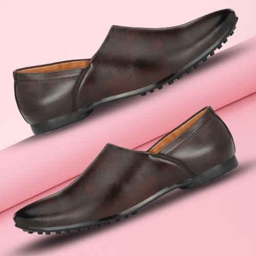 Mens Brown Nagra Sleek Edge Slip-On Shoes