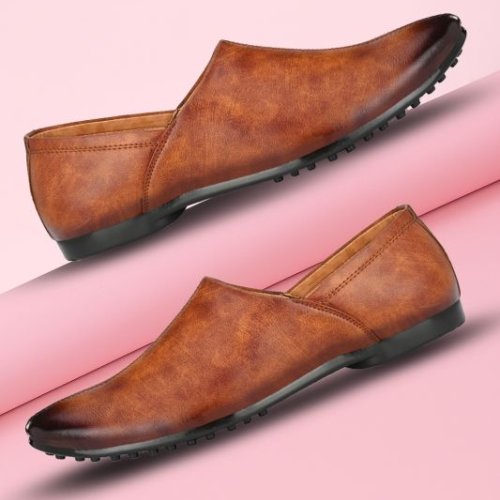 Mens Tan Nagra Textured Sole Slip-On Shoes