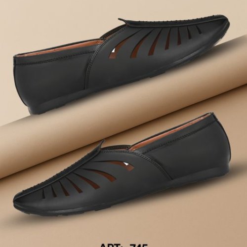 Mens Tan Nagra Vertical Cut Slip-On Shoes