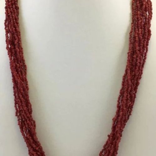 NK 10969 Maroon Beaded Necklace