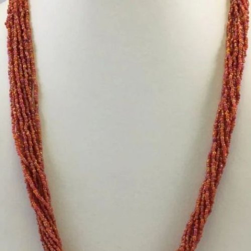 NK 10973 Maroon Beaded Necklace