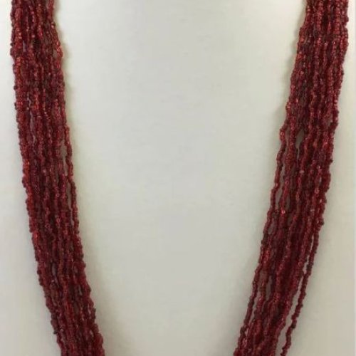 NK 10999 Maroon Beaded Necklace