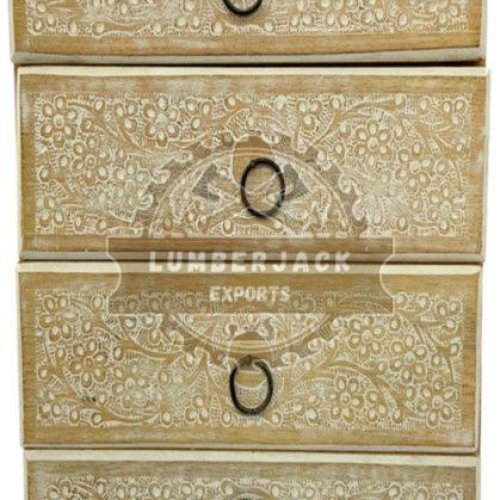 Artisan Mango Whitewash Floral Drawer Chest