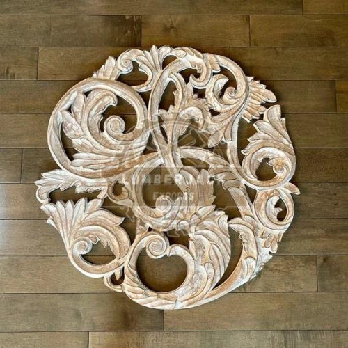 Decorative Resin Distressed White Leaf Scroll Accent Wall Panel