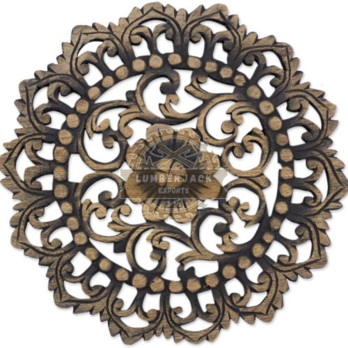 Decorative Sheesham Leaf Motif Accent Wall Panel