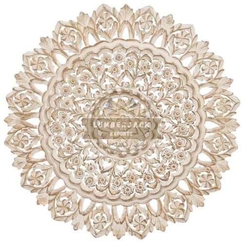 Decorative Sheesham Radiant Floral Leaf Motif Accent Wall Panel