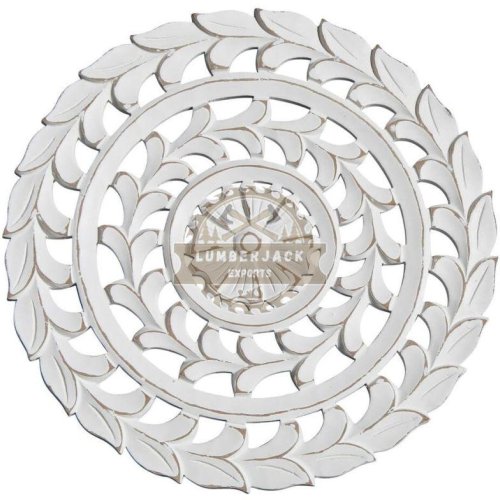 Decorative White Floral Orbit Wooden Wall Panel