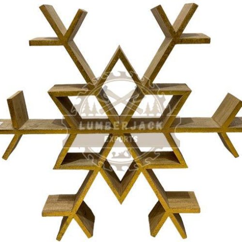 Geometric Wood Snowflake Shelf
