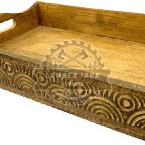 Sheesham Wood Kitchenware Carved Serving Tray