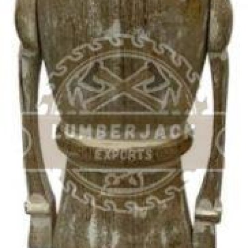 Wooden Antique Column Sculpture with Arm Extensions