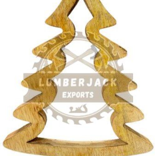 Zigzag Wood Christmas Tree with Silver Star Topper