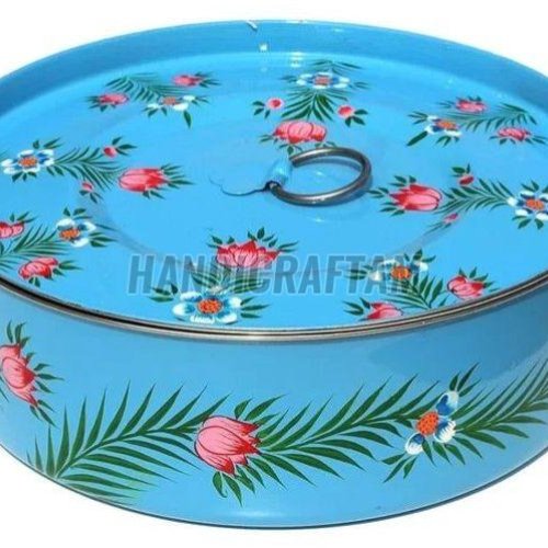 Hand Painted Round Steel Box