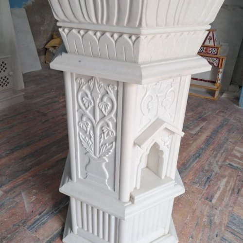 White Marble Tulsi Pot