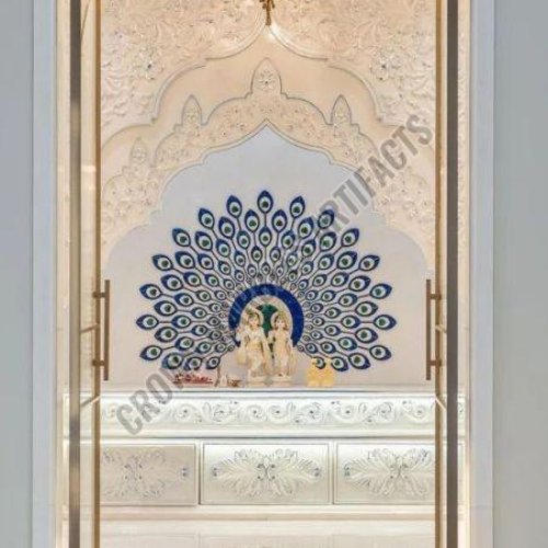 6.5 Feet Inlay White Marble Temple