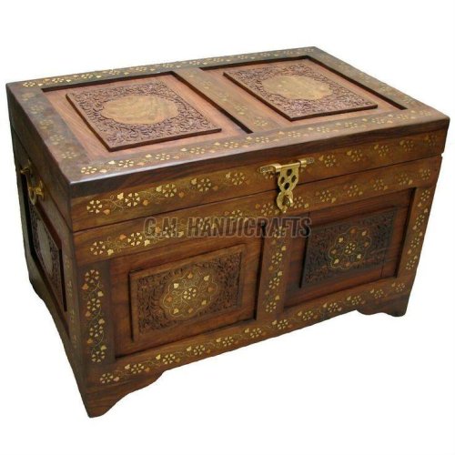 Rectangular Polished Brown Wooden Trunk