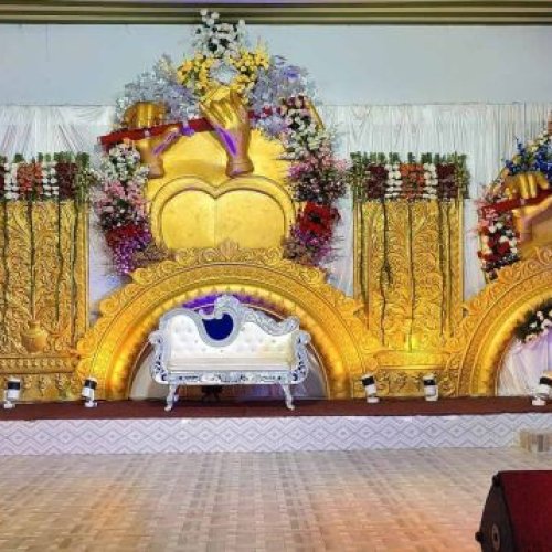 Golden Fiber Wedding Stage Backdrop