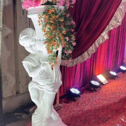 White Fiber Flower POT