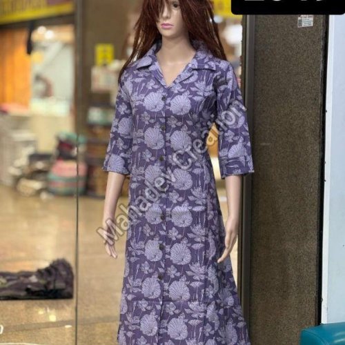 Ladies Casual Floral Shirt Dress