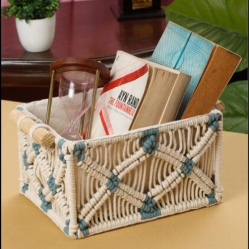 Handcrafted Macrame Cotton Table Organizer