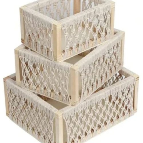 3 Piece Macrame Storage Basket