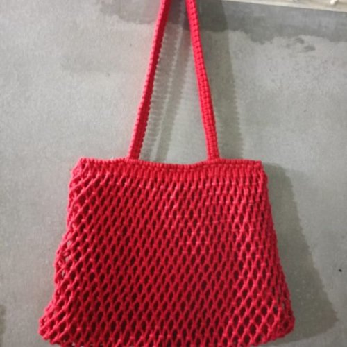 Pink Boho Macrame Rope Bag