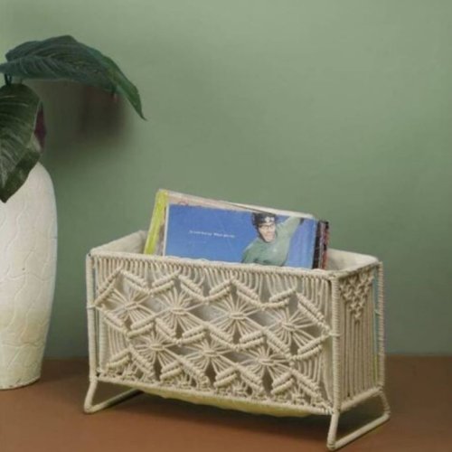 Rectangular Cotton Macrame Table Basket