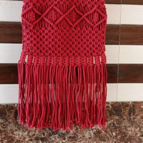 Red Boho Macrame Hand Bag