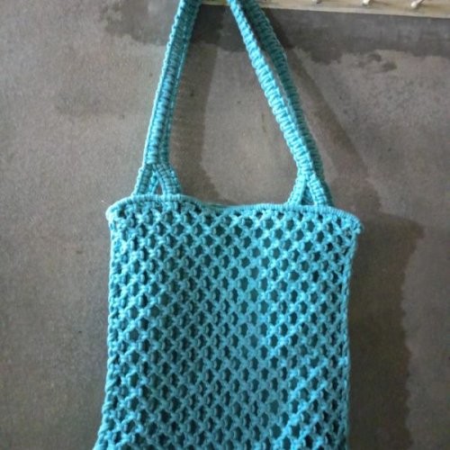 Sky Blue Handmade Macrame Bag