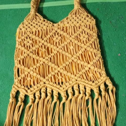 Trending Yellow Macrame Tote Bag