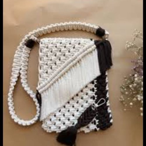 White Handmade Macrame Side Bag