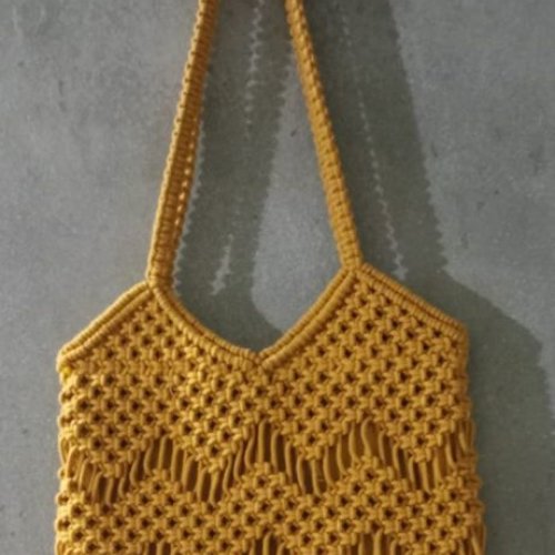 Yellow Handmade Macrame Shoulder Sling Bag