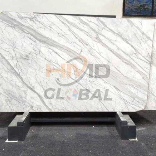 White Statuario Polished Marble Slab