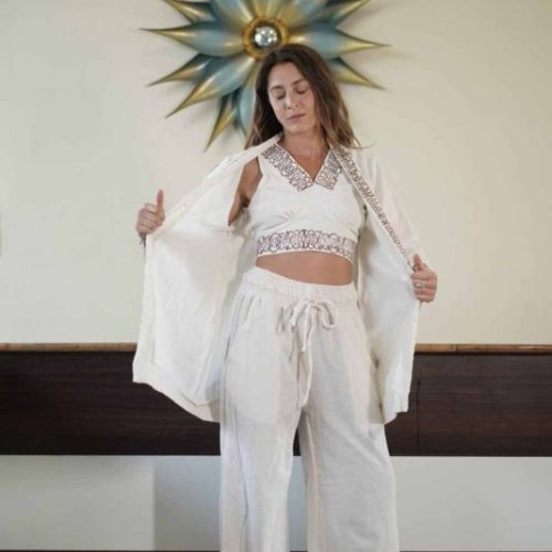 Three Piece Jute Women Co Ord Set