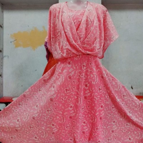 Chiffon Printed Ladies Party Wear Gown