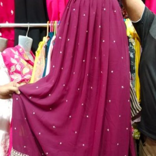 Pink Embroidered Georgette Gown