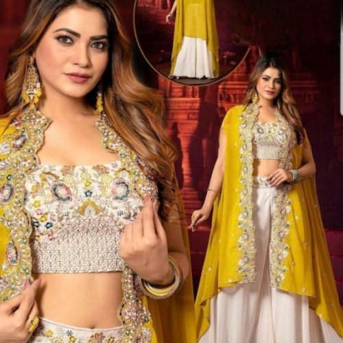 Party Wear Embroidered Blouse Lehenga Set