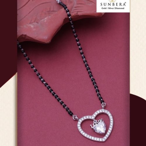 Black Bead Love Pendant Mangalsutra Necklace