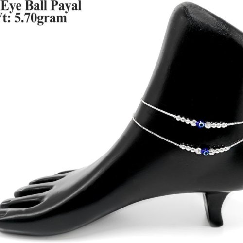 Evil Eye Beaded Silver Anklet
