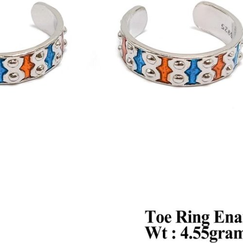 Fish Pattern Enamel Rhodium Toe Ring