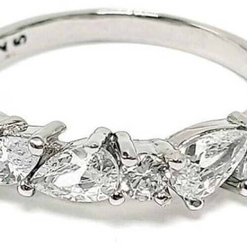 Five Pear Cut Diamond Row Ladies Ring