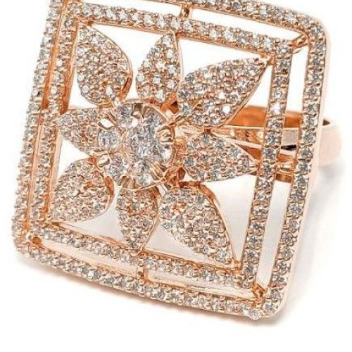Floral Square Diamond Cocktail Ring