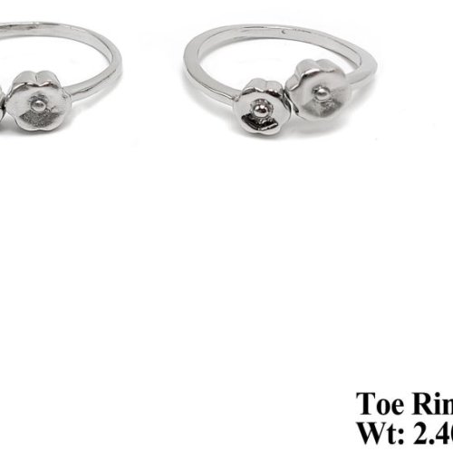Floral Stone Silver Plain Toe Ring