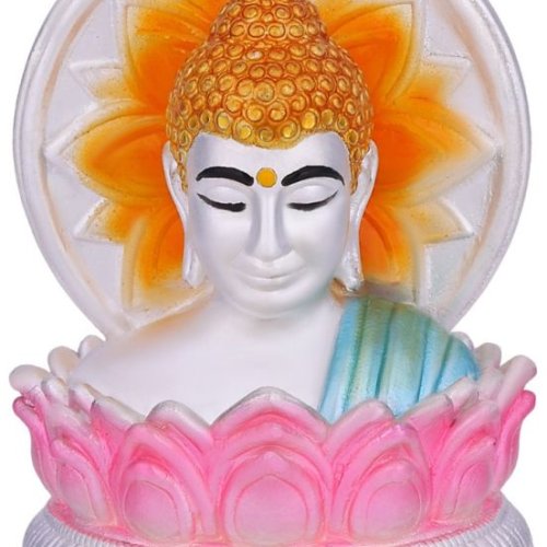 Green Robe Lotus Halo Seated Buddha Statue