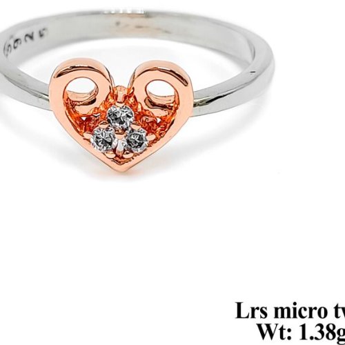 Heart Floral Two Tone Silver Ring