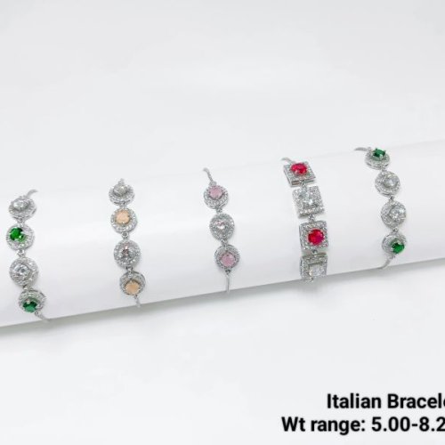 Multi Stone Italian Silver Bracelet