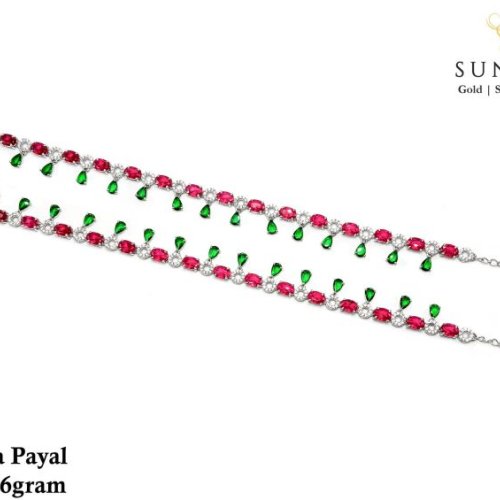 Narmada Stone Silver Payal Anklet